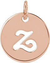 14K Gold Initial Z Script Necklace or Pendant - Rose Gold