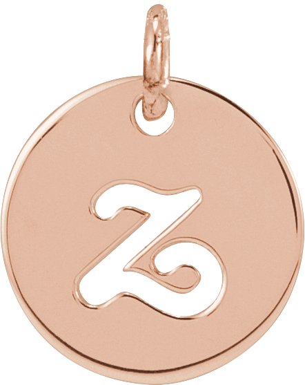 14K Gold Initial Z Script Necklace or Pendant - Rose Gold