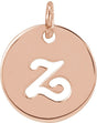 14K Gold Initial Z Script Necklace or Pendant - Rose Gold