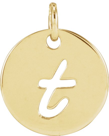 14K Gold Initial T Script Necklace or Pendant - Yellow Gold