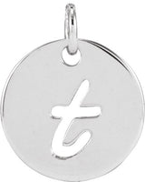 Platinum Initial T Script Necklace or Pendant