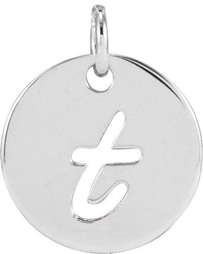 Platinum Initial T Script Necklace or Pendant