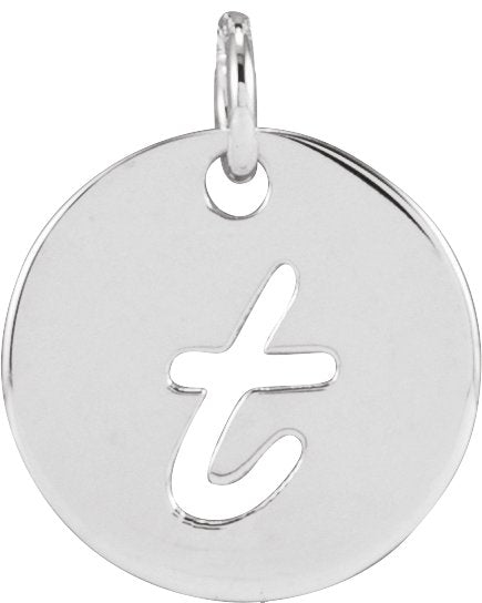 Platinum Initial T Script Necklace or Pendant