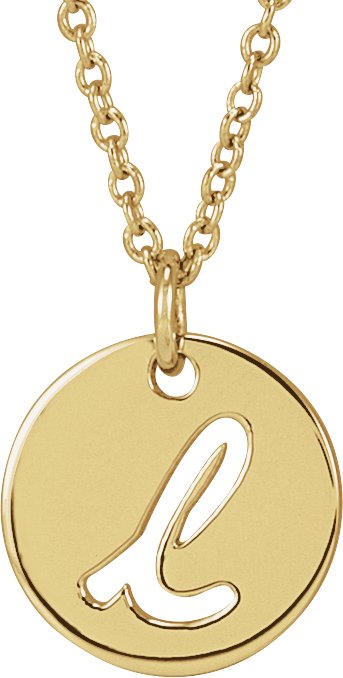 14K Gold Initial L Script Necklace or Pendant - Yellow Gold