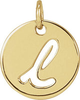 14K Gold Initial L Script Necklace or Pendant - Yellow Gold