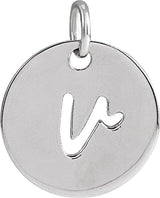 Platinum Initial V Script Necklace or Pendant
