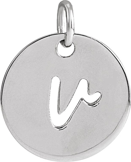 Platinum Initial V Script Necklace or Pendant