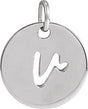 Platinum Initial V Script Necklace or Pendant