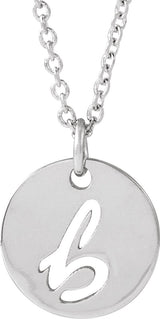 Platinum Initial B Script Necklace or Pendant