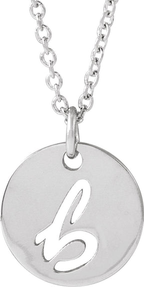 Platinum Initial B Script Necklace or Pendant