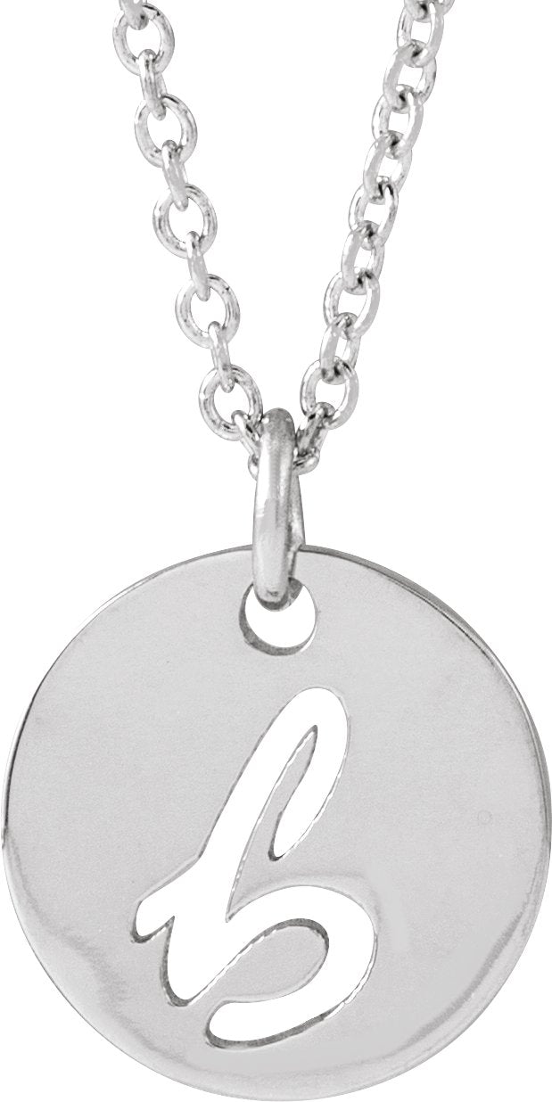 Platinum Initial B Script Necklace or Pendant
