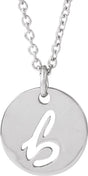 Platinum Initial B Script Necklace or Pendant