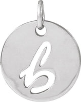 Platinum Initial B Script Necklace or Pendant