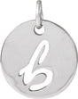 14K Gold Initial B Script Necklace or Pendant - White Gold
