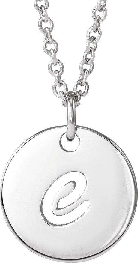 Platinum Initial E Script Necklace or Pendant
