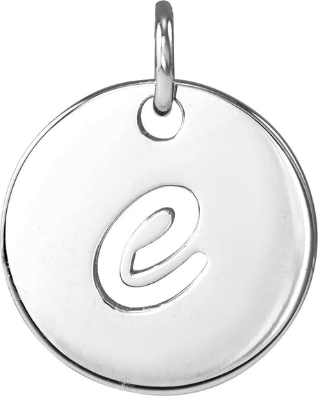 14K Gold Initial E Script Necklace or Pendant - White Gold