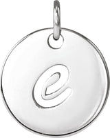 Platinum Initial E Script Necklace or Pendant