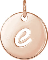 14K Gold Initial E Script Necklace or Pendant - Rose Gold