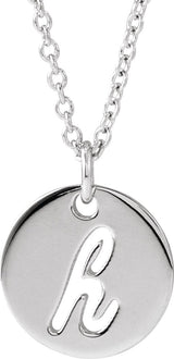 Platinum Initial H Script Necklace or Pendant
