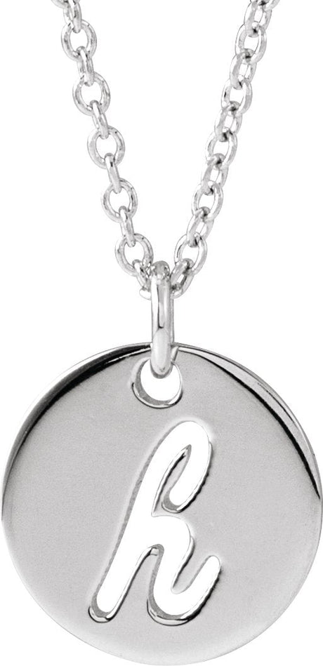 Platinum Initial H Script Necklace or Pendant