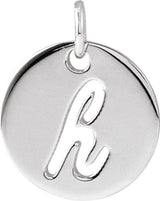 Platinum Initial H Script Necklace or Pendant
