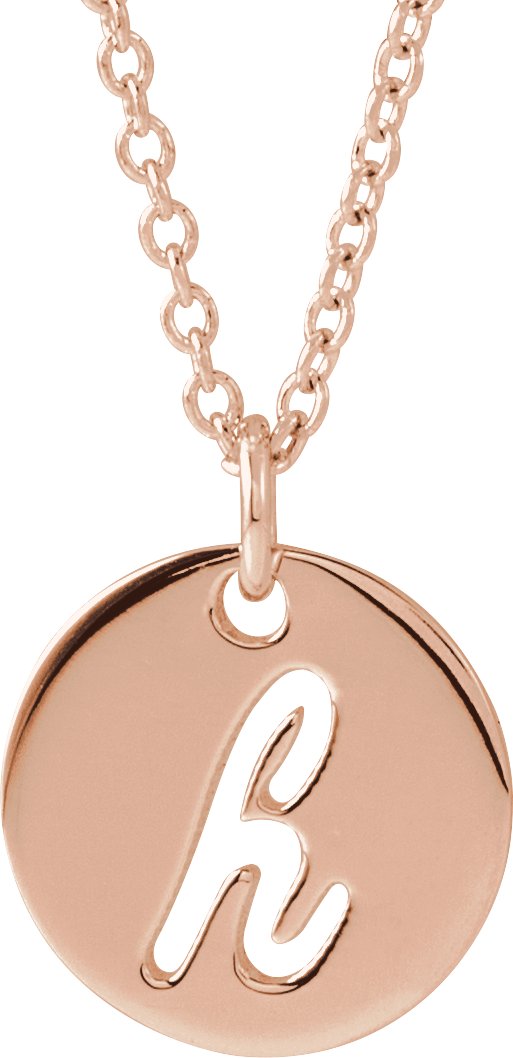 14K Gold Initial H Script Necklace or Pendant - Rose Gold