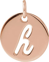 14K Gold Initial H Script Necklace or Pendant - Rose Gold