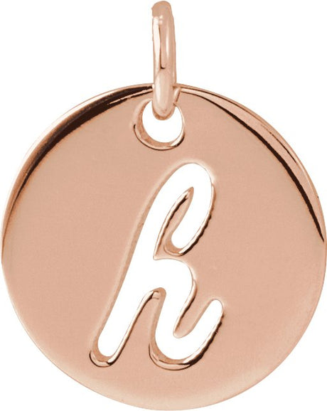 14K Gold Initial H Script Necklace or Pendant - Rose Gold