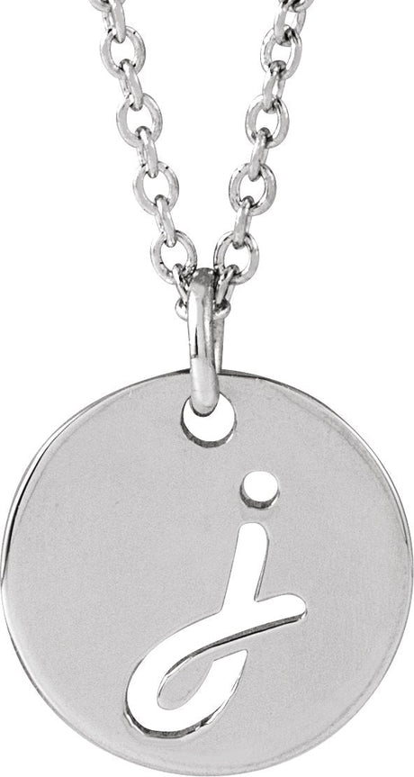 14K Gold Initial J Script Necklace or Pendant - White Gold