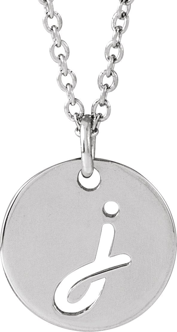 14K Gold Initial J Script Necklace or Pendant - White Gold