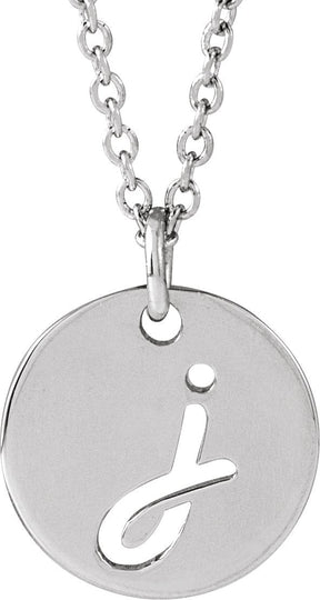 Platinum Initial J Script Necklace or Pendant