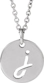 Platinum Initial J Script Necklace or Pendant