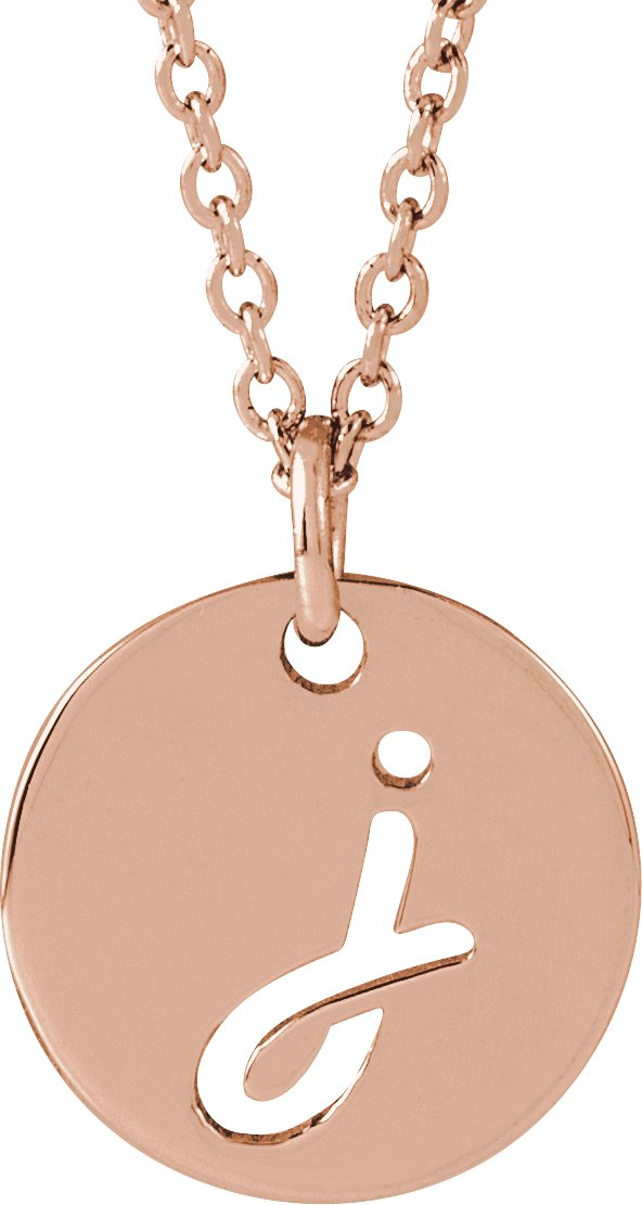 14K Gold Initial J Script Necklace or Pendant - Rose Gold