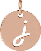 14K Gold Initial J Script Necklace or Pendant - Rose Gold