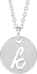 Platinum Initial K Script Necklace or Pendant