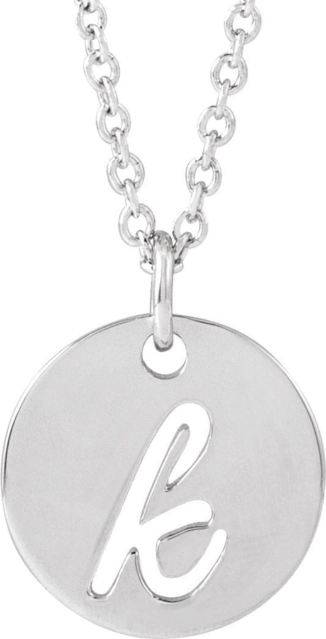 Platinum Initial K Script Necklace or Pendant