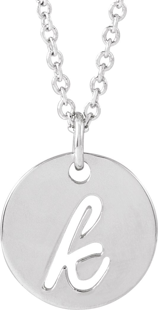 Platinum Initial K Script Necklace or Pendant