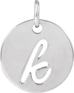 Platinum Initial K Script Necklace or Pendant