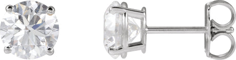 14K Gold Lab-Grown Diamond Round 4-Prong Lightweight Stud Earrings – up to 1 1/4 CTW - White Gold