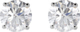 14K Gold Lab-Grown Diamond Round 4-Prong Lightweight Stud Earrings – up to 1 1/4 CTW - White Gold - view 2