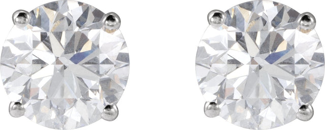 14K Gold Lab-Grown Diamond Round 4-Prong Lightweight Stud Earrings – up to 1 1/4 CTW - White Gold - view 2