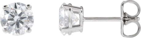 14K Gold Lab-Grown Diamond Round 4-Prong Lightweight Stud Earrings – up to 1 1/4 CTW - White Gold