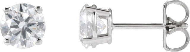 14K Gold Lab-Grown Diamond Round 4-Prong Lightweight Stud Earrings – 2.5-7.25mm Stones - White Gold