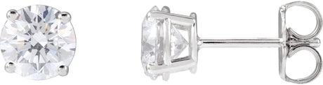 14K Gold Lab-Grown Diamond Round 4-Prong Lightweight Stud Earrings – 4 CTW - White Gold