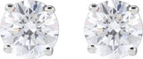 14K Gold Lab-Grown Diamond Round 4-Prong Lightweight Stud Earrings – up to 1 1/4 CTW - White Gold - view 2