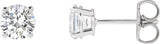 Platinum Natural Diamond Round 4-Prong Lightweight Stud Earrings