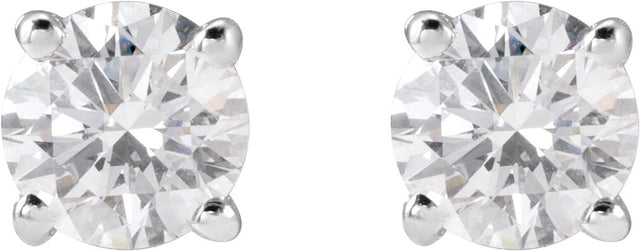 14K Gold Lab-Grown Diamond Round 4-Prong Lightweight Stud Earrings – up to 1 1/4 CTW - White Gold - view 2
