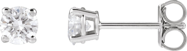 14K Gold Lab-Grown Diamond Round 4-Prong Lightweight Stud Earrings – 2.5-7.25mm Stones - White Gold