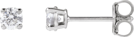 14K Gold Lab-Grown Diamond Round 4-Prong Lightweight Stud Earrings – up to 1 1/4 CTW - White Gold