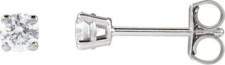 14K Gold Lab-Grown Diamond Round 4-Prong Lightweight Stud Earrings – 2.5-7.25mm Stones - White Gold